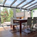 lean-to conservatory refurbishment showing an aluminium conservatory looking at the garden